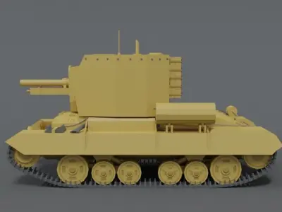 Low Poly Cartoon Bishop Tank Low-poly 3D model