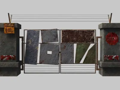 RoadBlock Gates Low-poly 3D model purchase