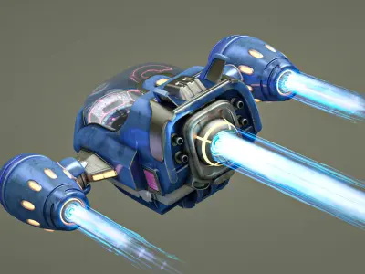 Cute Starship 3D model Low-poly 3D model