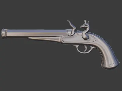 Feather and Flint - Game Ready Ornate Flintlock Pistol Low-poly 3D model