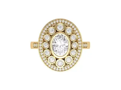 Oval Art Deco Ring 3D print model 6