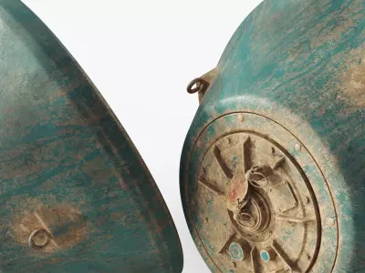 Aged Bottom-Laid Sea Mine Turquoise Used 3D model