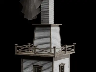 WILD WEST WESTERN WINDMILL WIND MILL TURBINE COLLECTION Low-poly 3D model