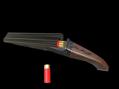 Short Double Barrel Low-poly 3D model