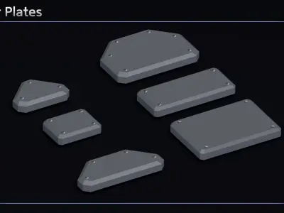 Scifi Tank Modular Equipment Low-poly 3D model