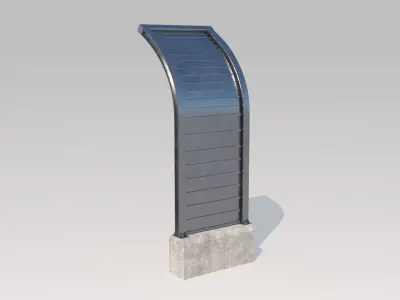 barrer metal post with curved top Low-poly 3D model