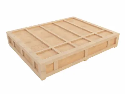 Big wooden crate  Low-poly 3D model