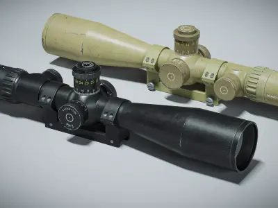 Scope Schmidt and Bender Sight low-poly 3d model Low-poly 3D model