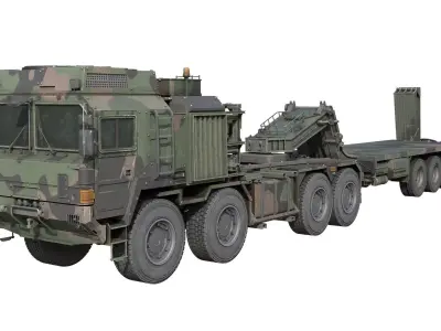 Rheinmetall HX81 Military Truck with Troller Low-poly 3D model
