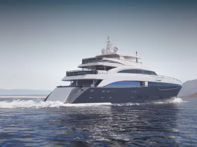 Large luxurious yacht 3D model