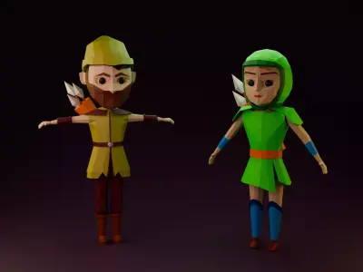 Lowpoly worrier character Low-poly 3D model