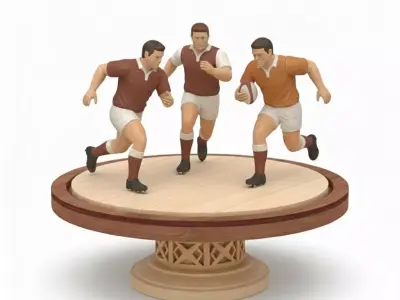 Rugby Players Podium 3D Model 3D print model