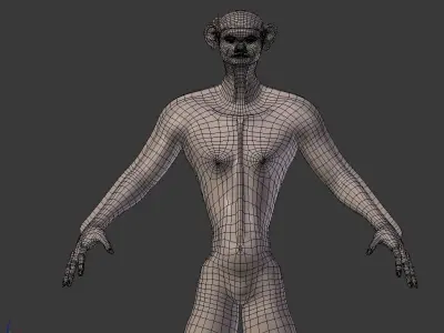 Bipedal Humanoid Creature BASE MESH Free 3D model