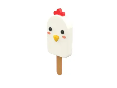 Cartoon Chicken Ice Cream Cute  Low-poly 3D model
