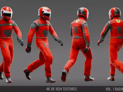 Racing Driver GameReady Low-poly 3D model