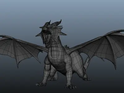 Dragon Game Model With Rig Low-poly 3D model