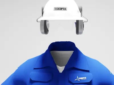 Oil and Gas worker uniform with safety equipments 3D model