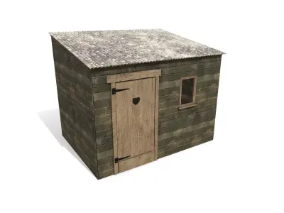 Old Wooden Shed Low-poly PBR Low-poly 3D model