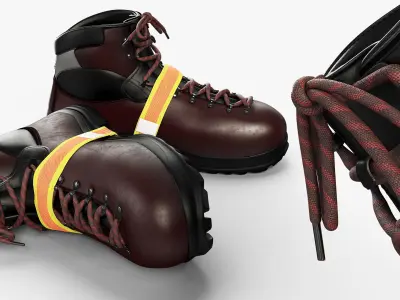Safety Ice Cleats on Hiking Boots 3D model