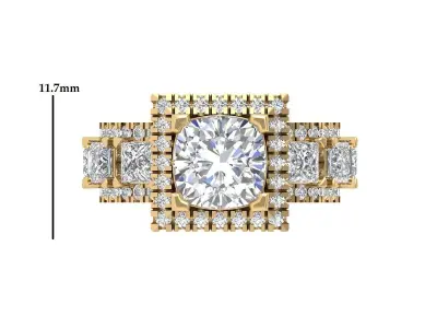 Cushion Art deco Ring 3D print model