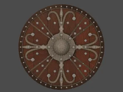 Ornamented shield Low-poly 3D model