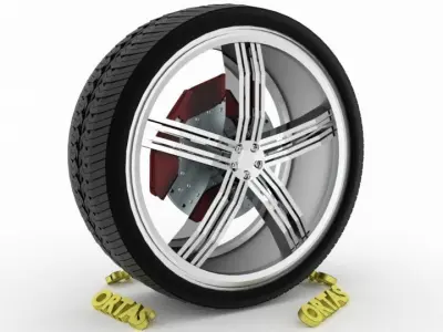 ORTAS CAR WHEEL RIM 119 GAME READY WHEEL RIM TIRE 3D model