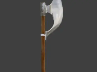 Lowpoly pbr game ready Axe with wooden handle Free low-poly 3D model