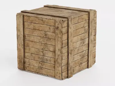 Wooden Crate V12 - Weathered Storage Box 3D model