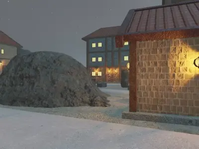Mountain Village At Dusk 3D model purchase