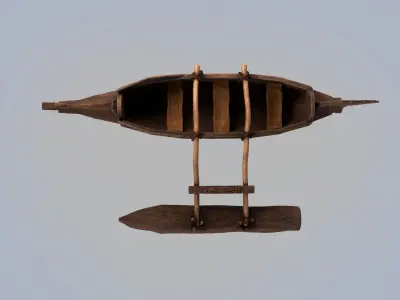 Ancient Outrigger Canoe 3D model