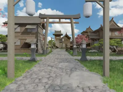 Japanese Castle Town Model 3D model
