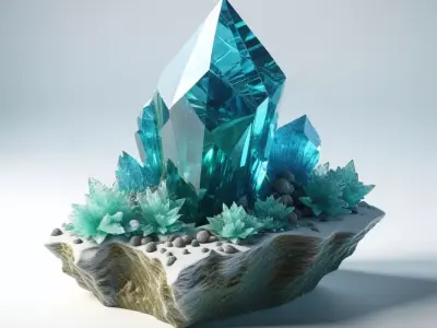 Aqua Crystal Rock Formation 3D model