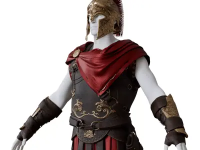 Roman Spartan Soldier Armor And Weapons Set Low-poly 3D model