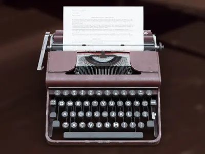 Realistic Game-Ready 1951 Red Olympia SM1 Typewriter model Low-poly 3D model