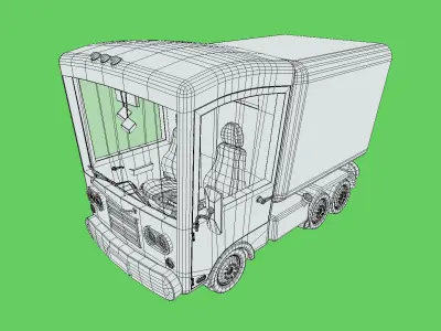 Stylized Box Truck Low-poly 3D model