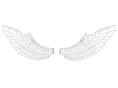 Fantasy Blue Wing Low-poly 3D model
