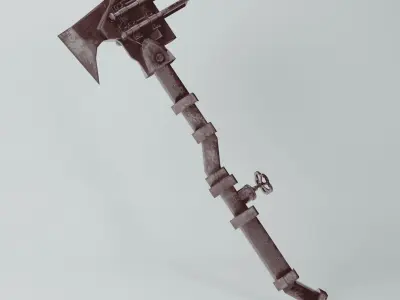 Zombie apocalypse axe Low-poly 3D model