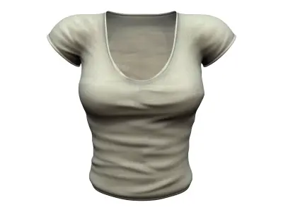 Nice Loose Military Green Safari Tshirt Low-poly 3D model
