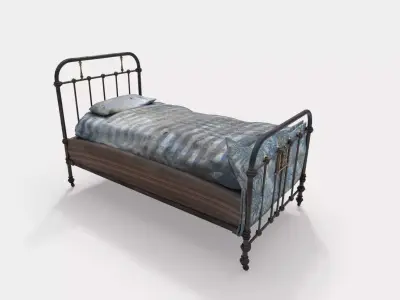 Old Worn Dirty Bed 3D model
