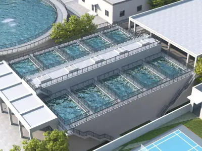 Wastewater treatment filtration plant 3D model purchase