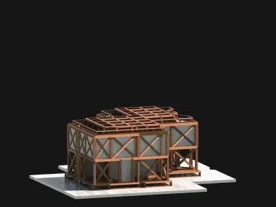 Medieval Low Poly Building Castle Wooden Village Stone House 36 Low-poly 3D model