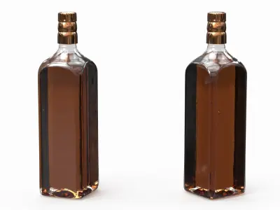 Amber Liquor Bottle No Label with Metallic Copper Cap 3D model