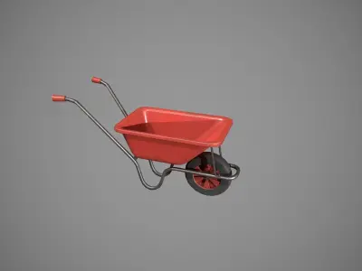 Red Wheelbarrow Low-poly 3D model purchase