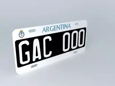 Patent Argentina License Plate Free 3D model