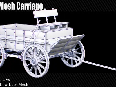 30 Carriage and wagons Base Mesh Game Ready Low-poly 3D model