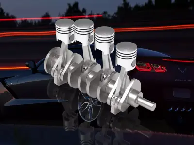 Inline Four-cylinder Engine Free 3D model