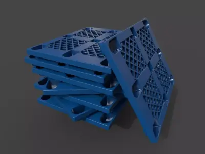 Pallet stack of plastic pallets 3D model