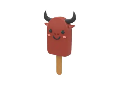 Cartoon Buffalo Ice Cream Cute Low-poly 3D model