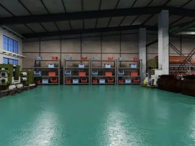 Industrial Workshop Welding Factory Interior PBR Game Ready Low-poly 3D model