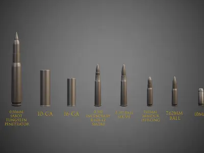 50 Types of Gameready Ammunition Package Low-poly 3D model